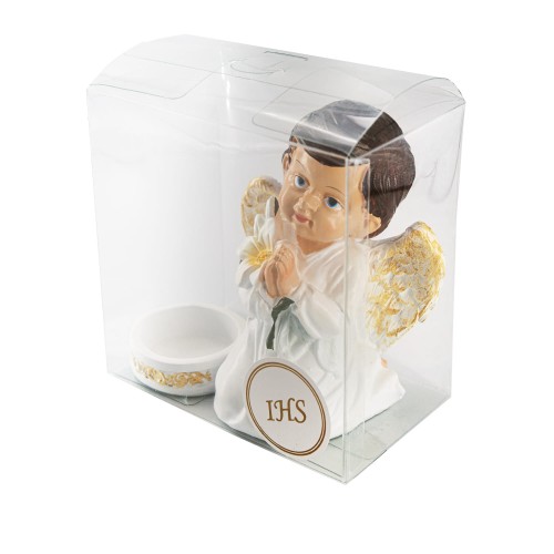 Świecznik - aniołek - IHS - pamiątka - Pierwsza Komunia Święta