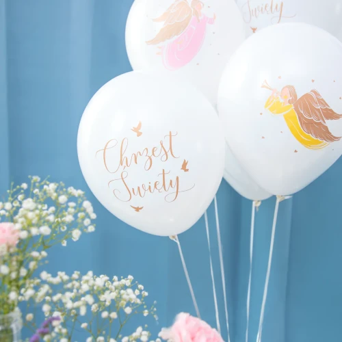 Zestaw balonów na chrzest Anioły biodegradowalne 30cm - 6szt