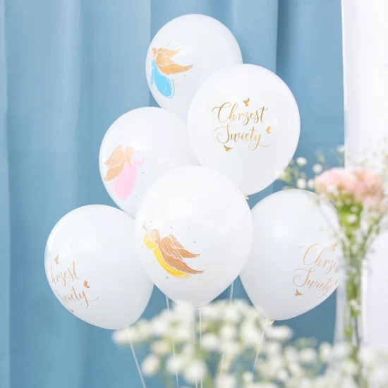 Zestaw balonów na chrzest Anioły biodegradowalne 30cm - 6szt