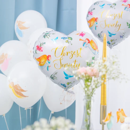 Balon foliowy serce Chrzest ANIOŁ - 45cm