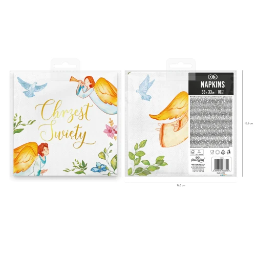 Serwetki na Chrzest Święty ANIOŁY - 10 sztuk
