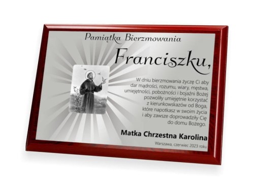 Statuetka z okazji Bierzmowania - projekt Patron