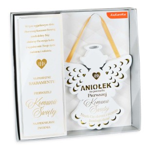 Zawieszka ANIOŁ - Komunia Święta, pamiątka IHS