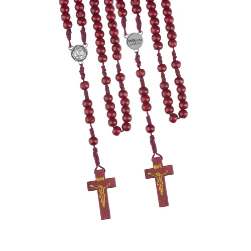 Różaniec drewniany bordowy 8mm + GRAWER