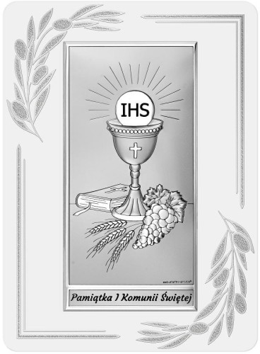 Obrazek srebrny na panelu - Pamiątka I Komunii Świętej