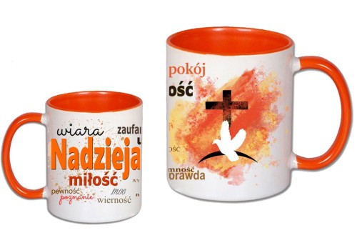 Kubek religijny „Wiara, Nadzieja, Miłość” z Duchem Świętym