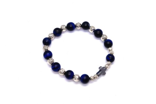 Bransoletka z kamieni naturalnych TYGRYSIE OKO błękit