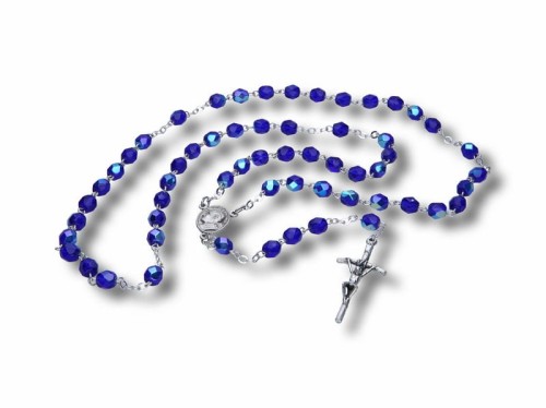 Różaniec kryształkowy niebieski 46cm