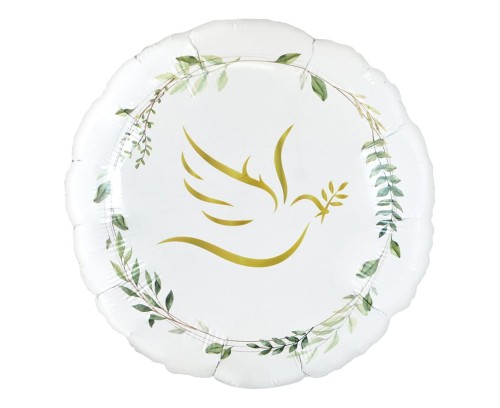 Balon foliowy Gołąbek z listkami, okrągły