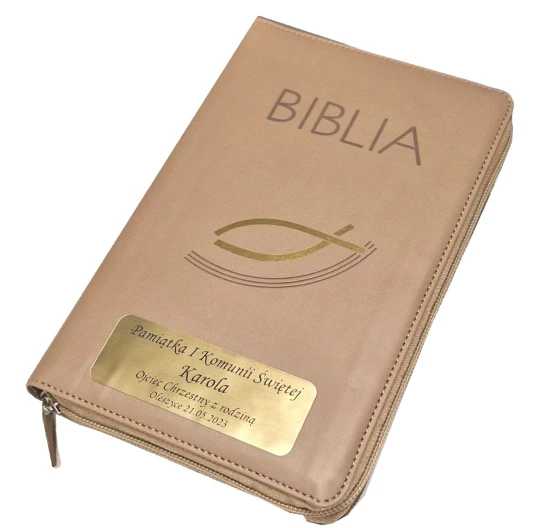 Biblia z kolorową wkładką. Oprawa FLEXY z suwakiem, złocone brzegi kartek plus GRAWER