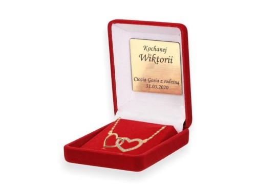 Złocone srebro - komplet SERCA W NIESKOŃCZONOŚĆ na łańcuszku pr. 925 DEDYKACJA - Pamiątka prezent GRAWER