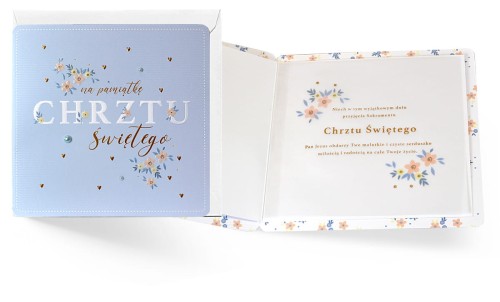 Karnet Primus na Chrzest Święty - Laurka Pamiątka BLUE