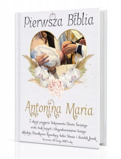 Pierwsza BIBLIA personalizacja okładki - Pamiątka prezent dla dziecka ZDJĘCIE