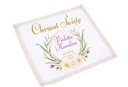 Szatka na chrzest koronka OLIMP - Pamiątka Chrztu Świętego