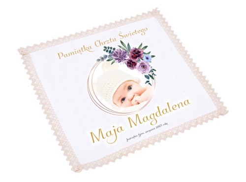 Szatka na chrzest ZE ZDJĘCIEM - Pamiątka Chrztu Świętego