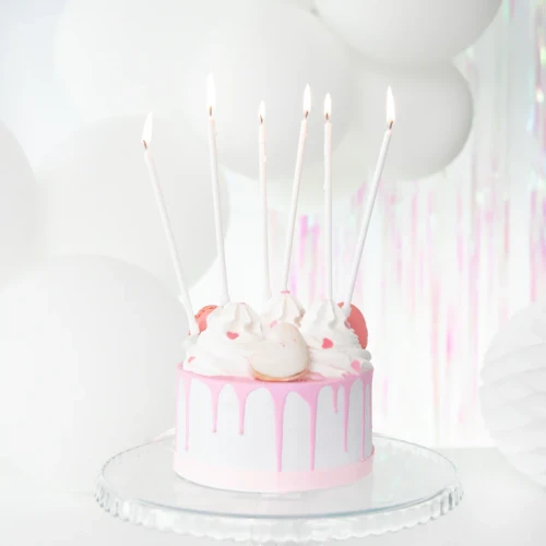 Świeczki dekoracyjne na tort, BIAŁE długie 8 szt