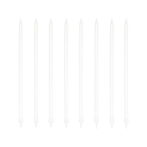 Świeczki dekoracyjne na tort, BIAŁE długie 8 szt