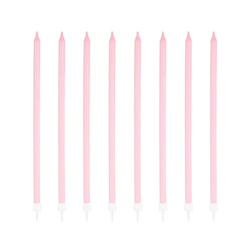 Świeczki dekoracyjne na tort, RÓŻOWE długie 8 szt