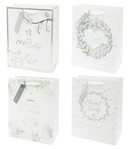 Torebka prezentowa A4 (32 x26cm) - Chrzest Święty w anielskiej bieli