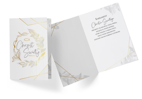 Laurka karnet życzenia na Chrzest Święty ZŁOTY WIANEK