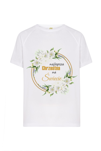 Koszulka z nadrukiem religijnym - Najlepsza Chrzestna
