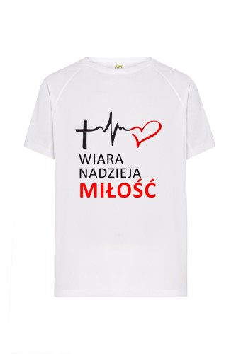 Koszulka z nadrukiem religijnym - Wiara Nadzieja Miłość