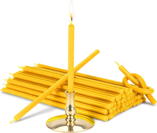 Świecznik mosiądz ZŁOTY na cienkie świece ołtarzowe ofiarki rytualne do Ø 6,7 mm