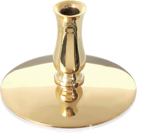 Świecznik mosiądz ZŁOTY na cienkie świece ołtarzowe ofiarki rytualne do Ø 6,7 mm