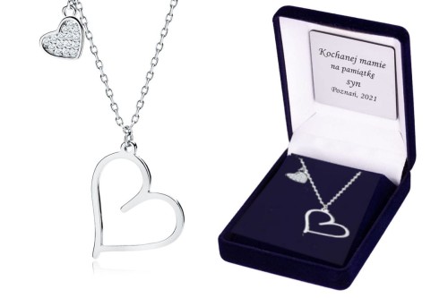 Srebrny naszyjnik pr.925 z białymi cyrkoniami SERCA