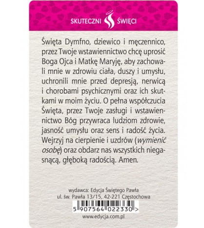 Karta Skuteczni Święci - Święta Dymfna