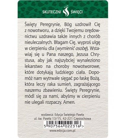 Karta Skuteczni Święci - Święty Peregryn