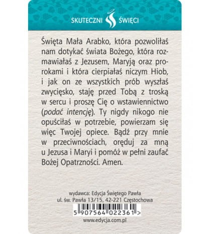 Karta Skuteczni Święci - Święta Mała Arabka