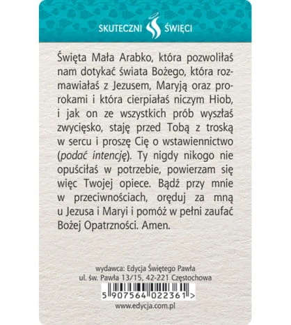 Karta Skuteczni Święci - Święta Mała Arabka