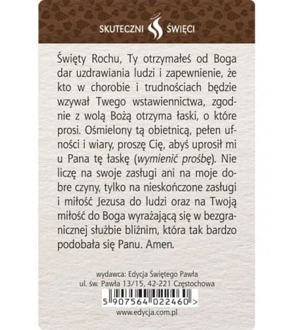 Karta Skuteczni Święci - Święty Roch