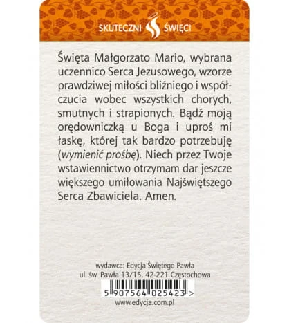 Karta Skuteczni Święci - Święta Małgorzata Alacoque