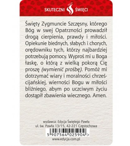 Karta Skuteczni Święci - Święty Szczęsny Feliński