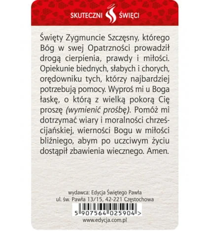 Karta Skuteczni Święci - Święty Szczęsny Feliński