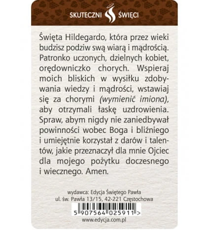 Karta Skuteczni Święci - Święta Hildegarda