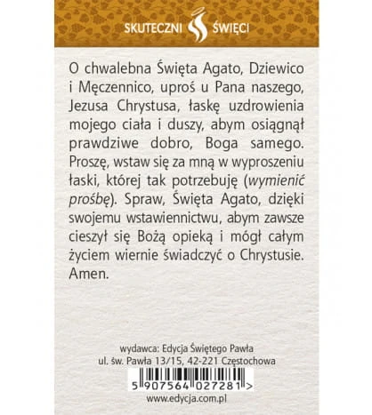 Karta Skuteczni Święci - Święta Agata