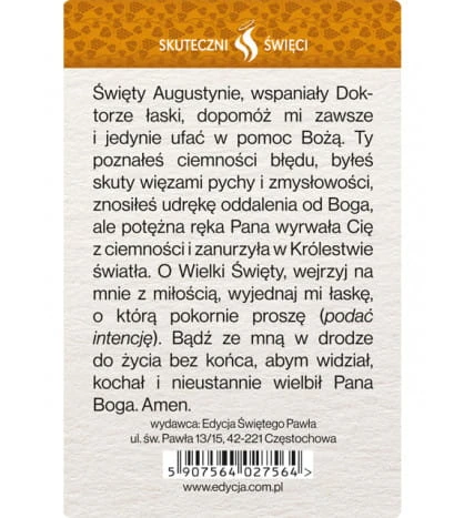 Karta Skuteczni Święci - Święty Augustyn
