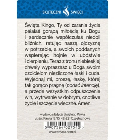 Karta Skuteczni Święci - Święta Kinga