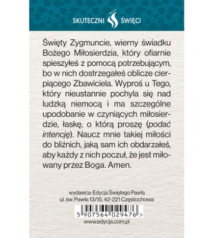 Karta Skuteczni Święci - Święty Zygmunt Gorazdowski