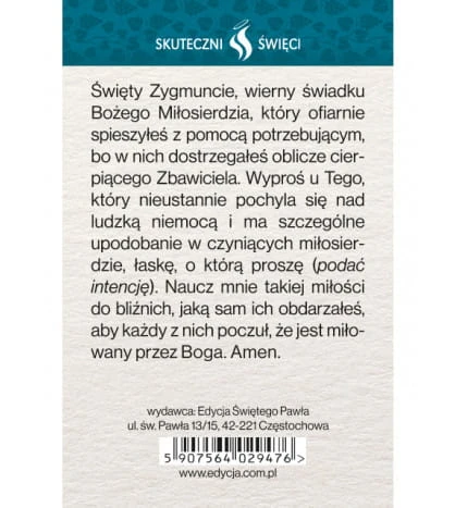 Karta Skuteczni Święci - Święty Zygmunt Gorazdowski