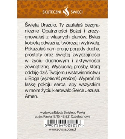 Karta Skuteczni Święci - Święta Urszula Ledóchowska