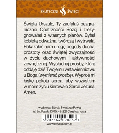 Karta Skuteczni Święci - Święta Urszula Ledóchowska