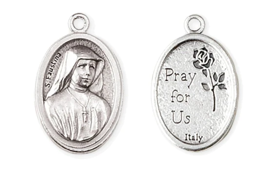 MEDALIK Świętej Faustyny/Pray for Us - 2,2cm