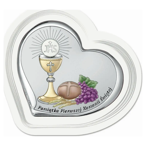 Obrazek srebrny - SERCE - Pamiątka I Komunii Świętej