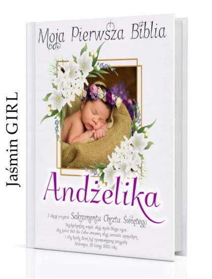 Pierwsza BIBLIA personalizacja okładki - Pamiątka prezent dla dziecka ZDJĘCIE
