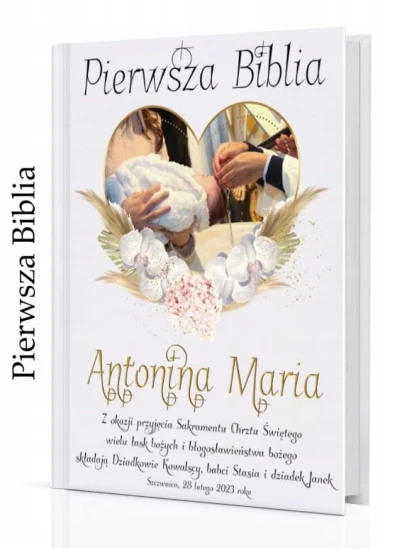 Pierwsza BIBLIA personalizacja okładki - Pamiątka prezent dla dziecka ZDJĘCIE