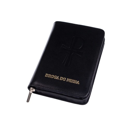 Etui skórzane do modlitewnika Droga do Nieba - zwykła, kolor czarny